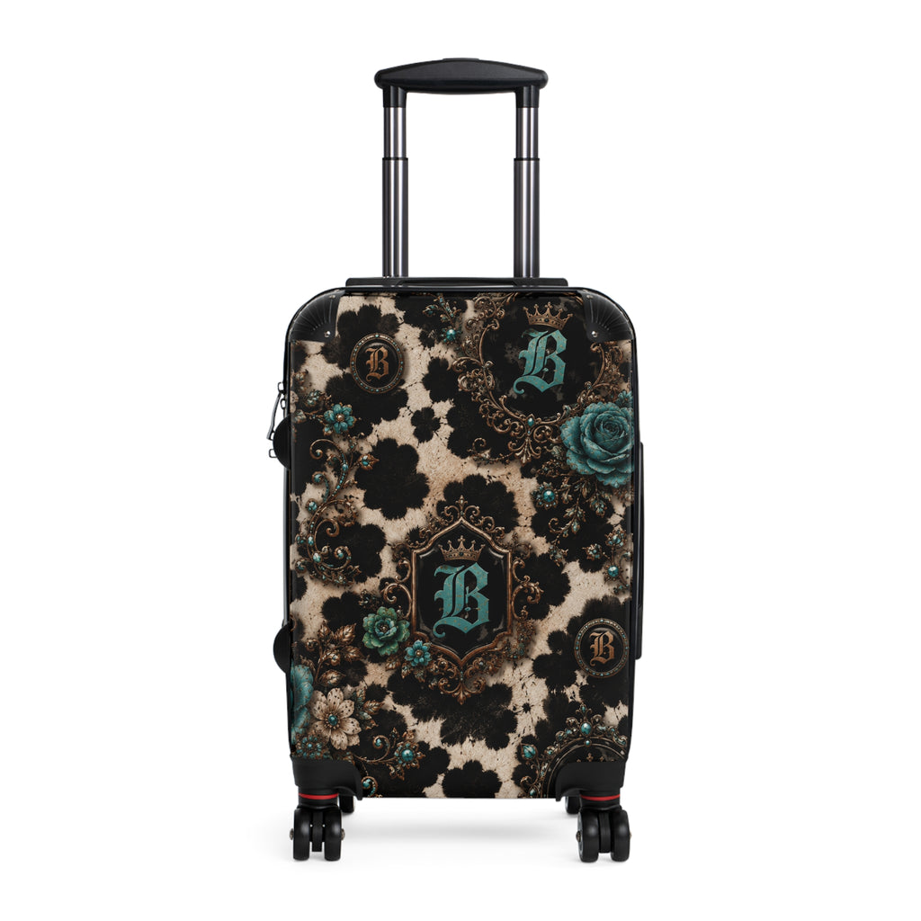 Baccam Cow Print & Turquoise Suitcase