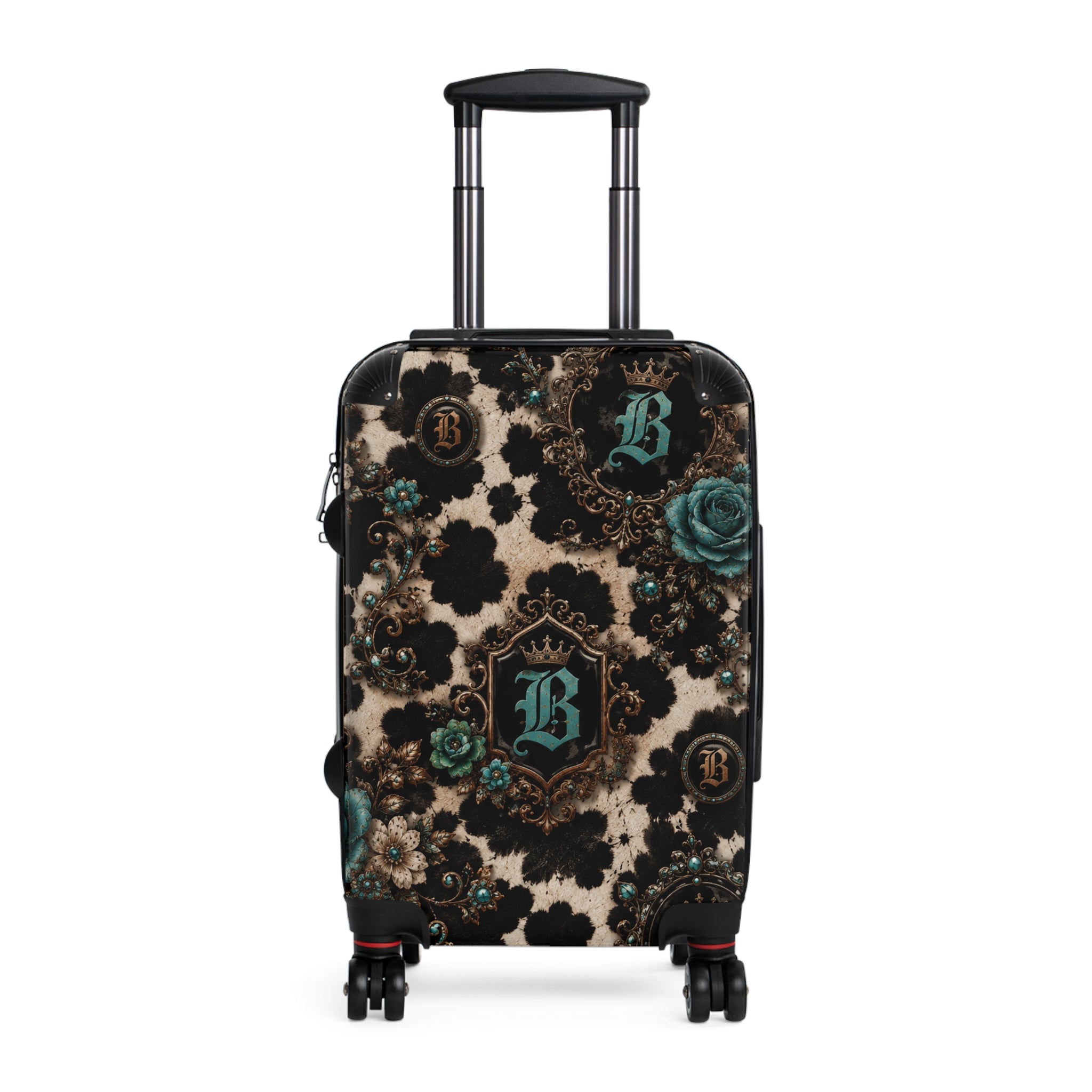 Baccam Cow Print & Turquoise Suitcase