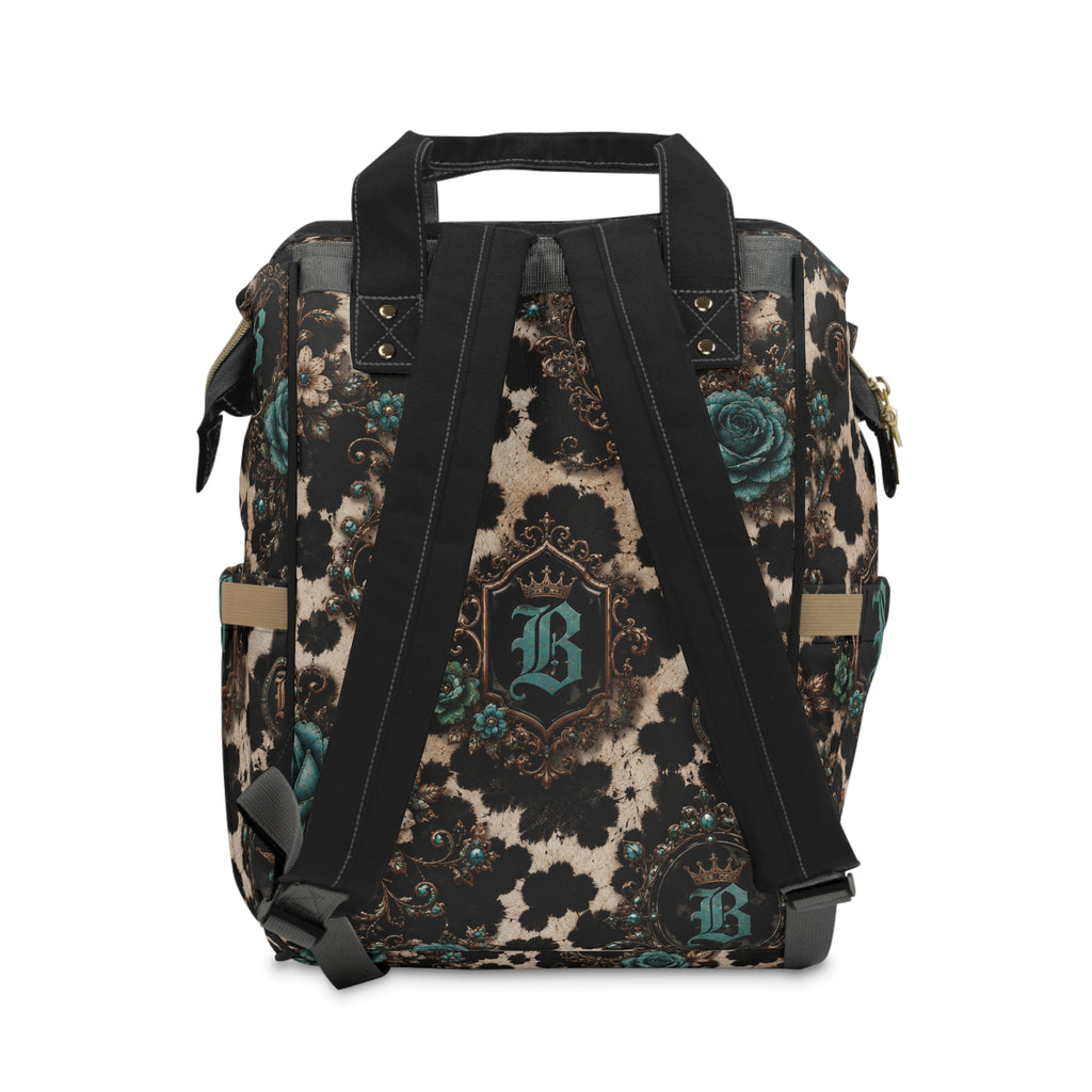Baccam Turquoise Cow Print Diaper Backpack