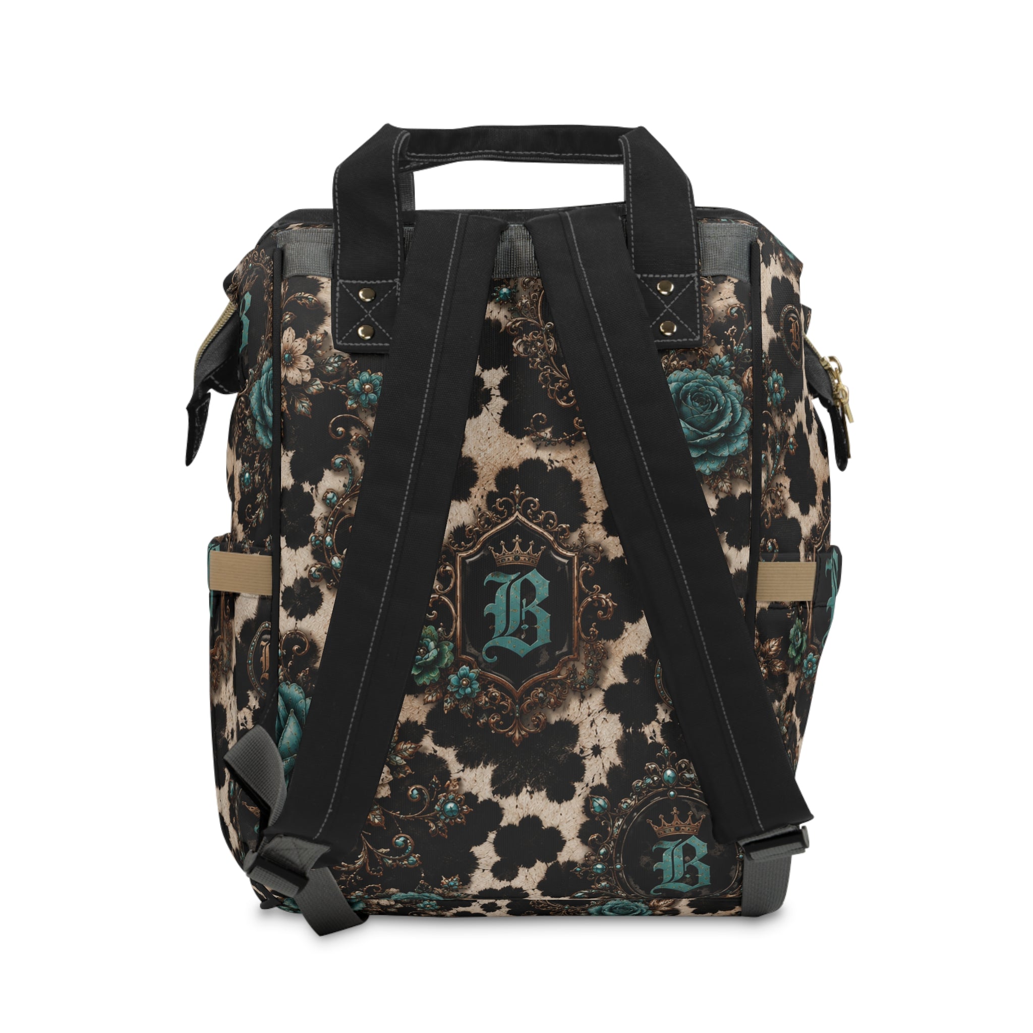 Baccam Turquoise Cow Print Diaper Backpack