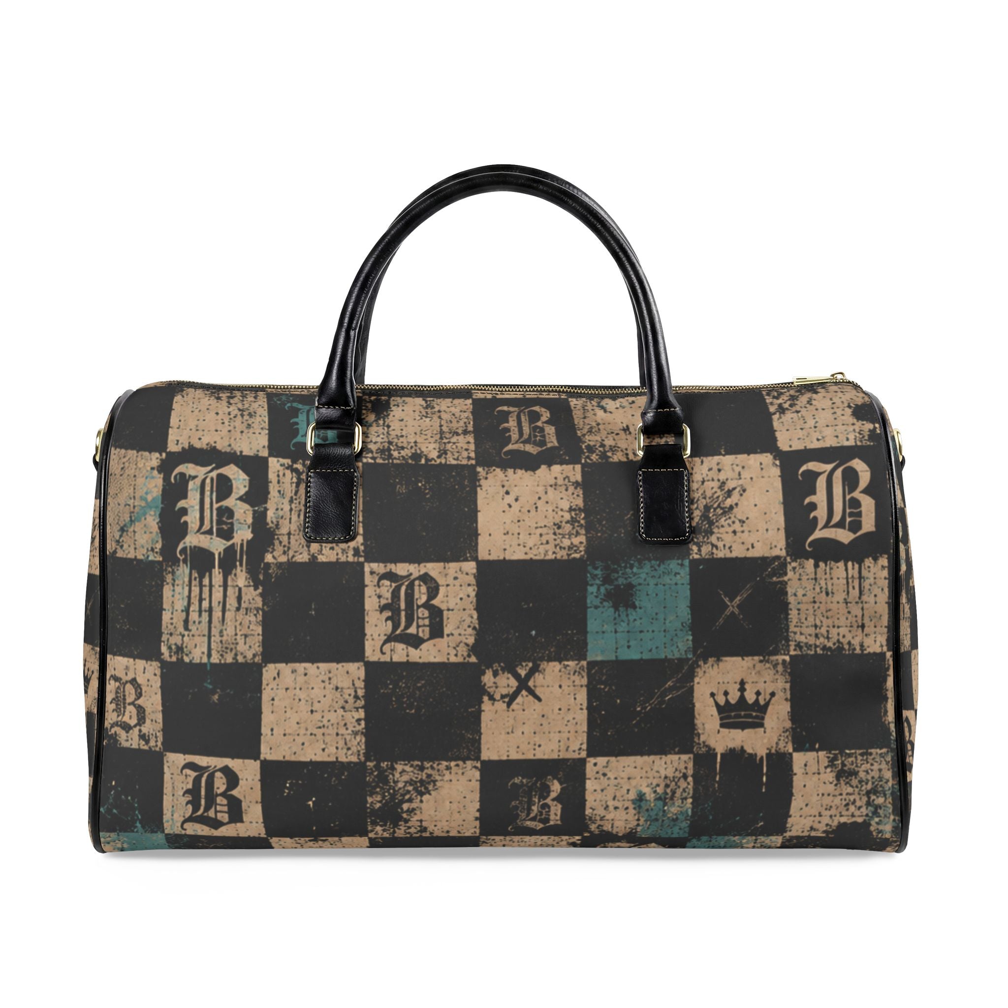 Baccam checkered Faux Leather Travel Bag