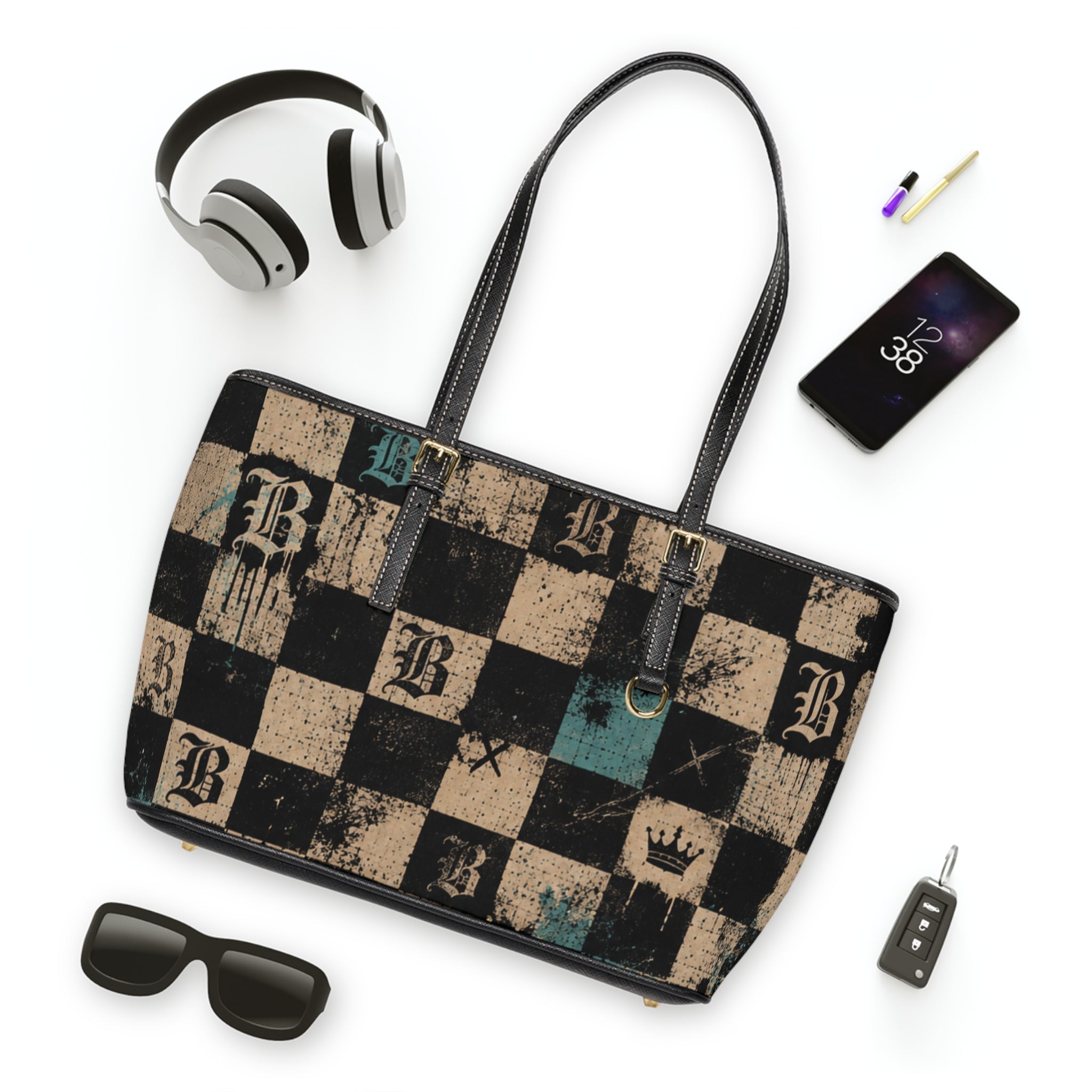 Baccam Checkered Leather Shoulder Bag