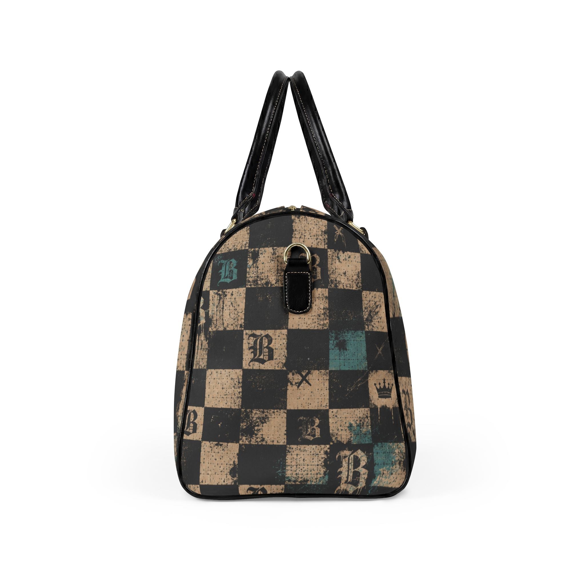 Baccam checkered Faux Leather Travel Bag