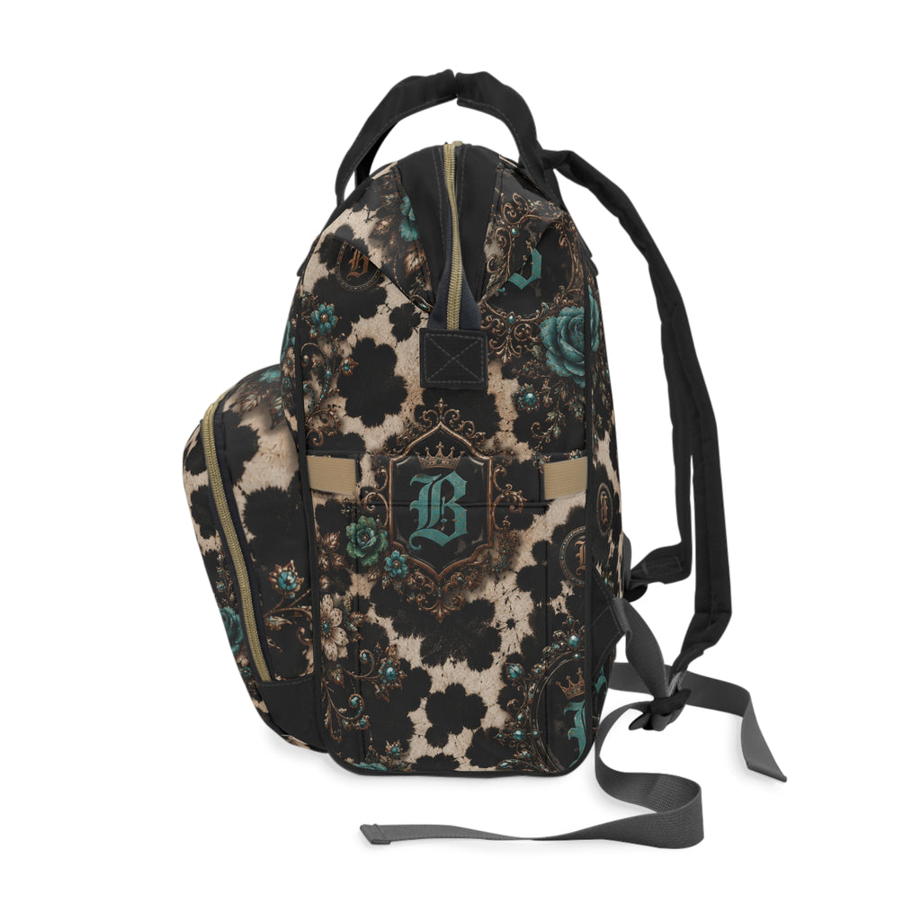 Baccam Turquoise Cow Print Diaper Backpack