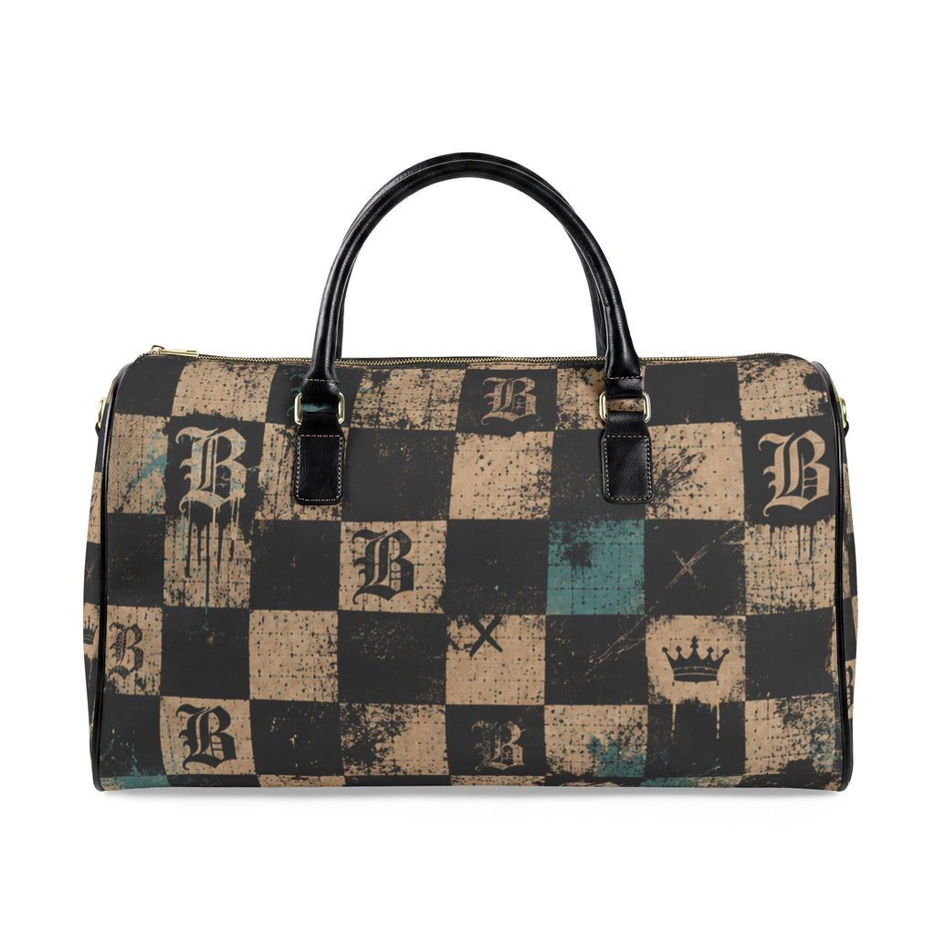 Baccam checkered Faux Leather Travel Bag