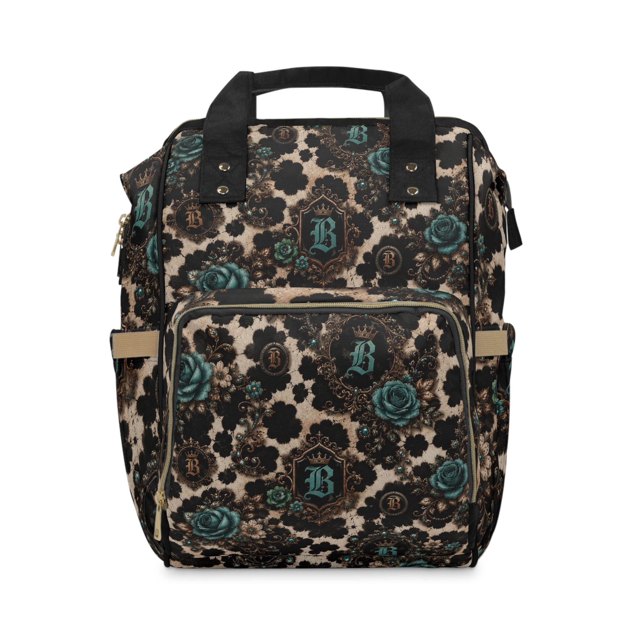 Baccam Turquoise Cow Print Diaper Backpack