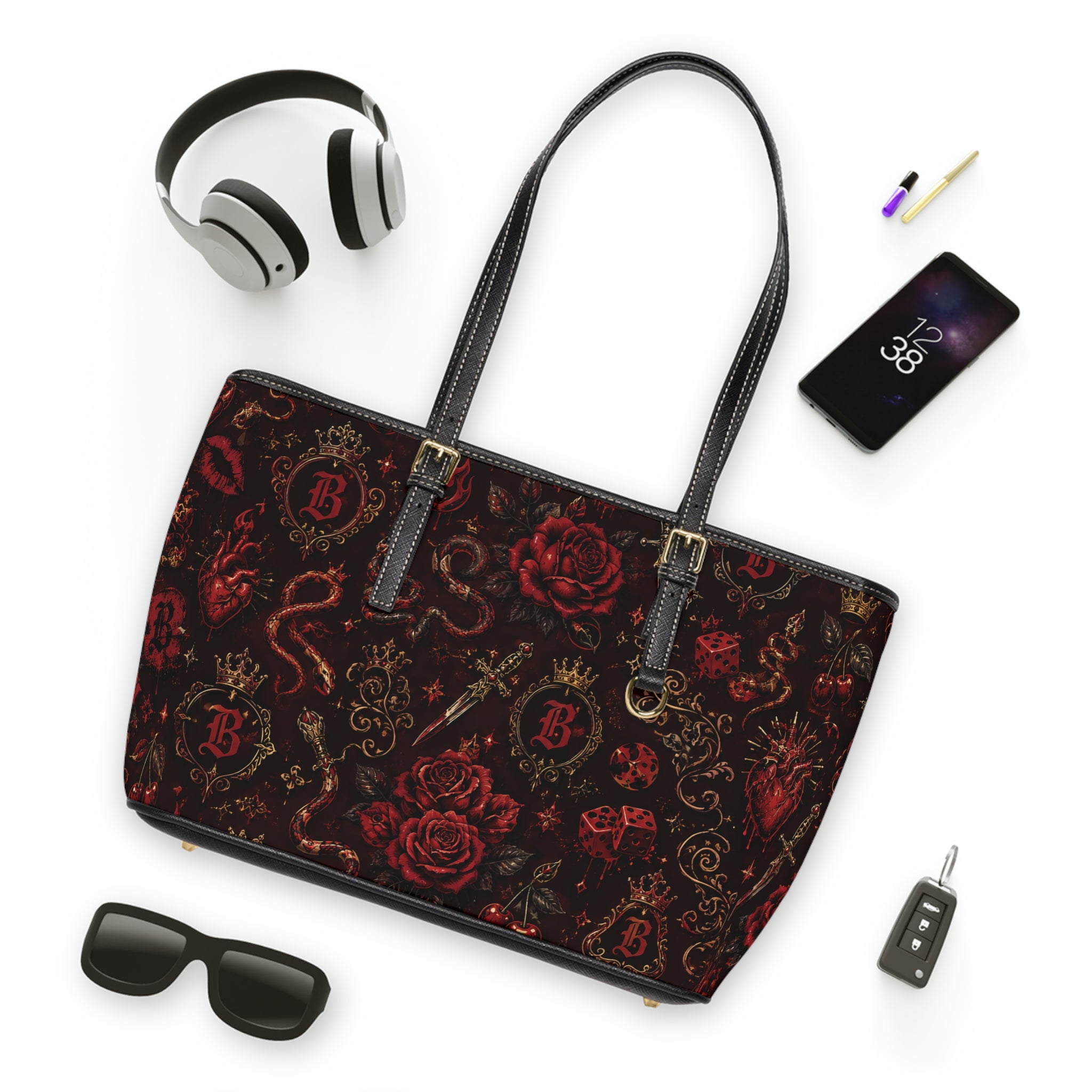 Baccam Red Leather Shoulder Bag