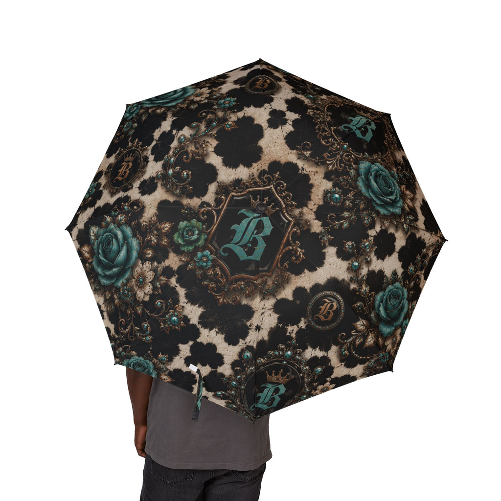 Baccam Cow Print & Turquoise Umbrella