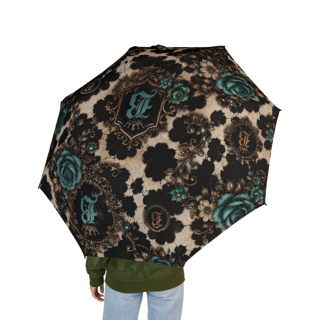 Baccam Cow Print & Turquoise Umbrella
