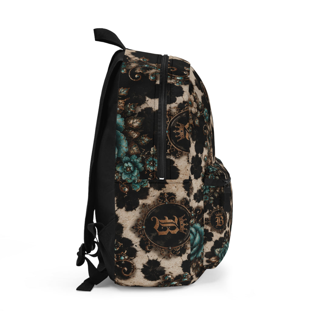 Baccam Turquoise Cow Print Backpack