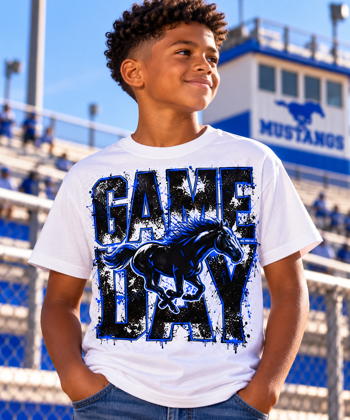 Mustang Game Day – Youth Graphic Tee (White)