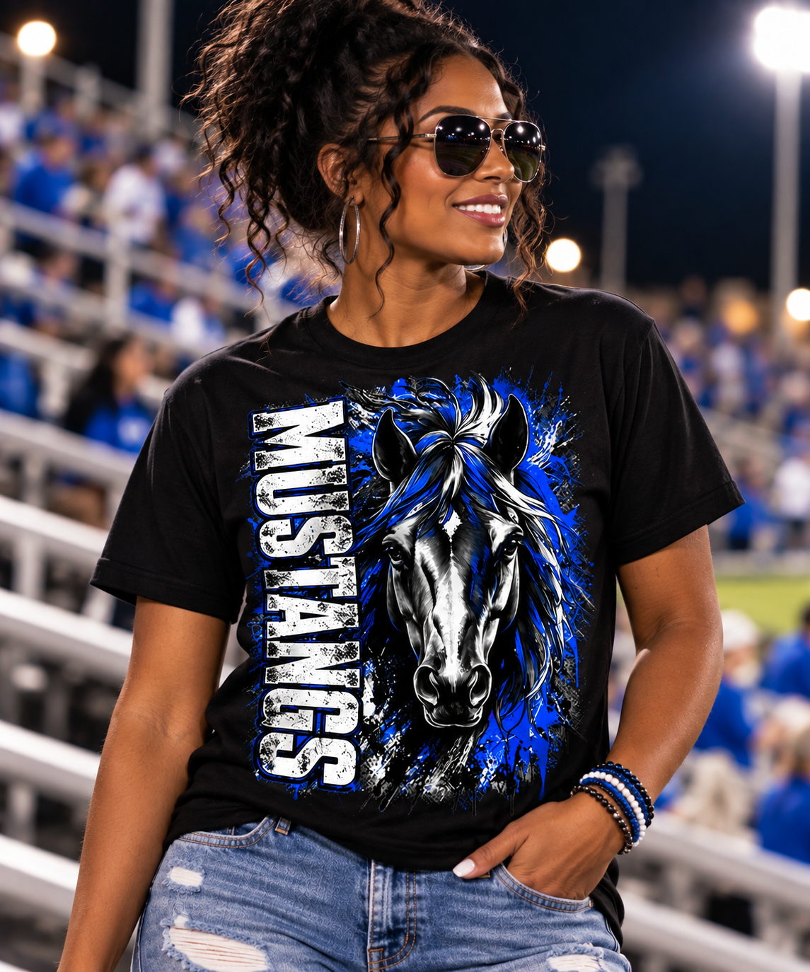 Olton Mustangs Horse Graphic T-Shirt – Black