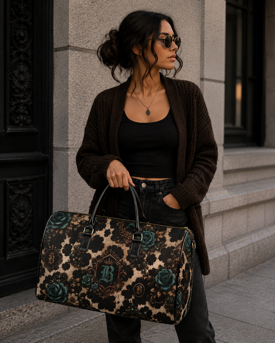 Baccam Cow Print Faux Leather Travel Bag