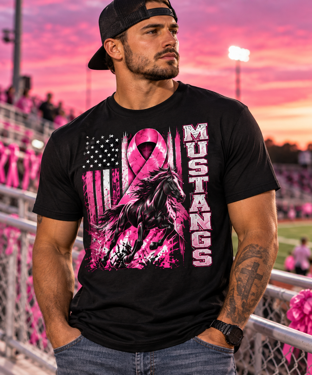 Mustangs Pink Out Breast Cancer Awareness T-Shirt
