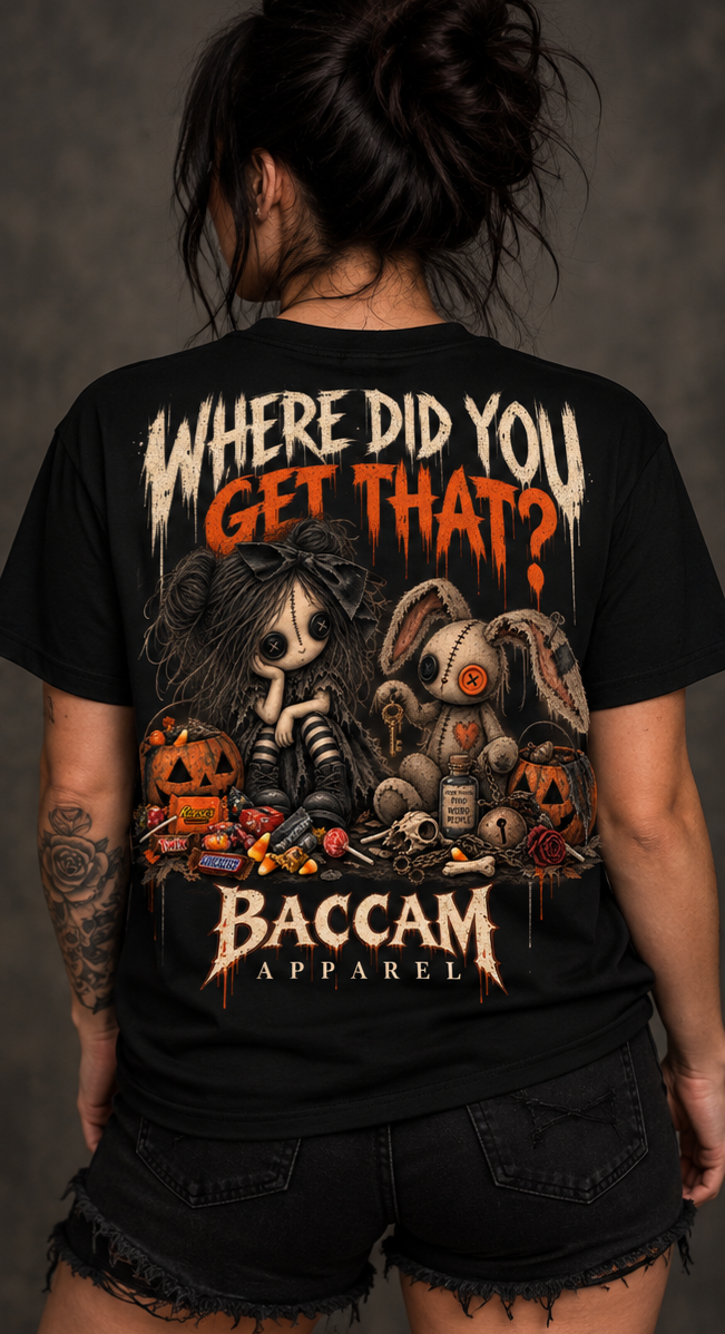 Where Did You Get That? | Wren & Thimble Halloween Tee | Baccam Apparel