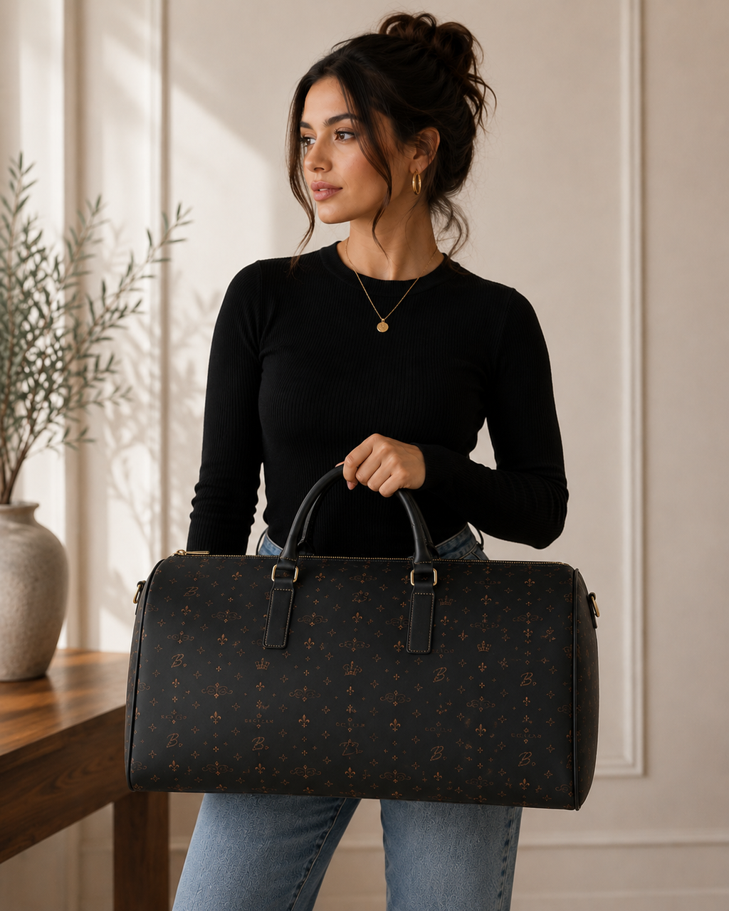 Baccam Signature Faux Leather Travel Bag