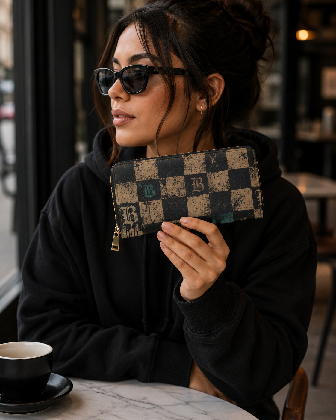 Baccam checkered Zipper Wallet