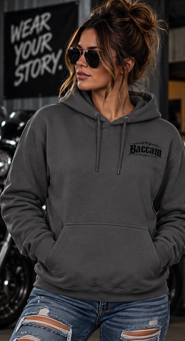Baccam Raised to Ride Charcoal Hoodie