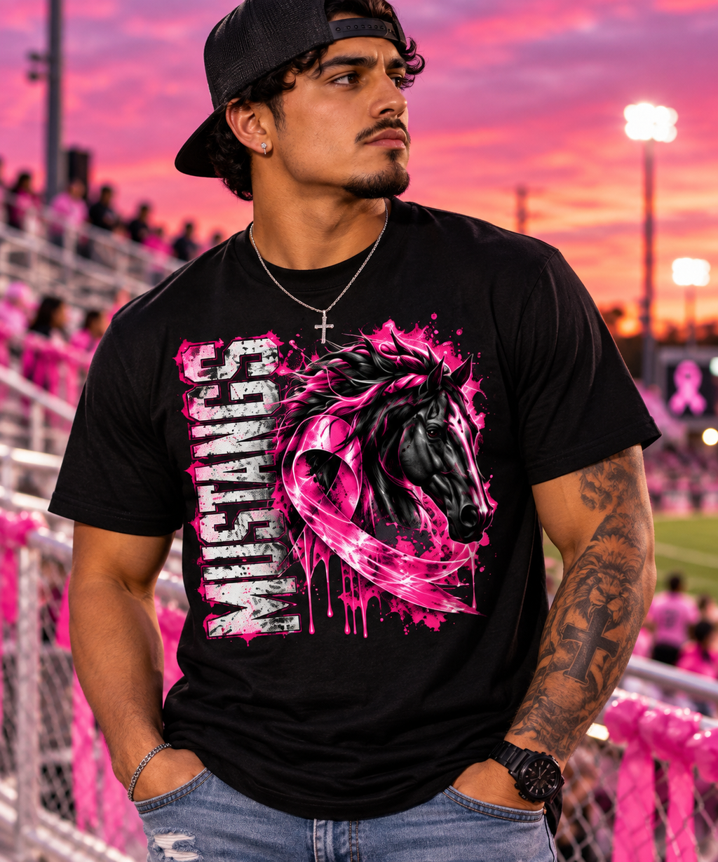 Mustangs Pink Out Breast Cancer Awareness Spirit T-Shirt