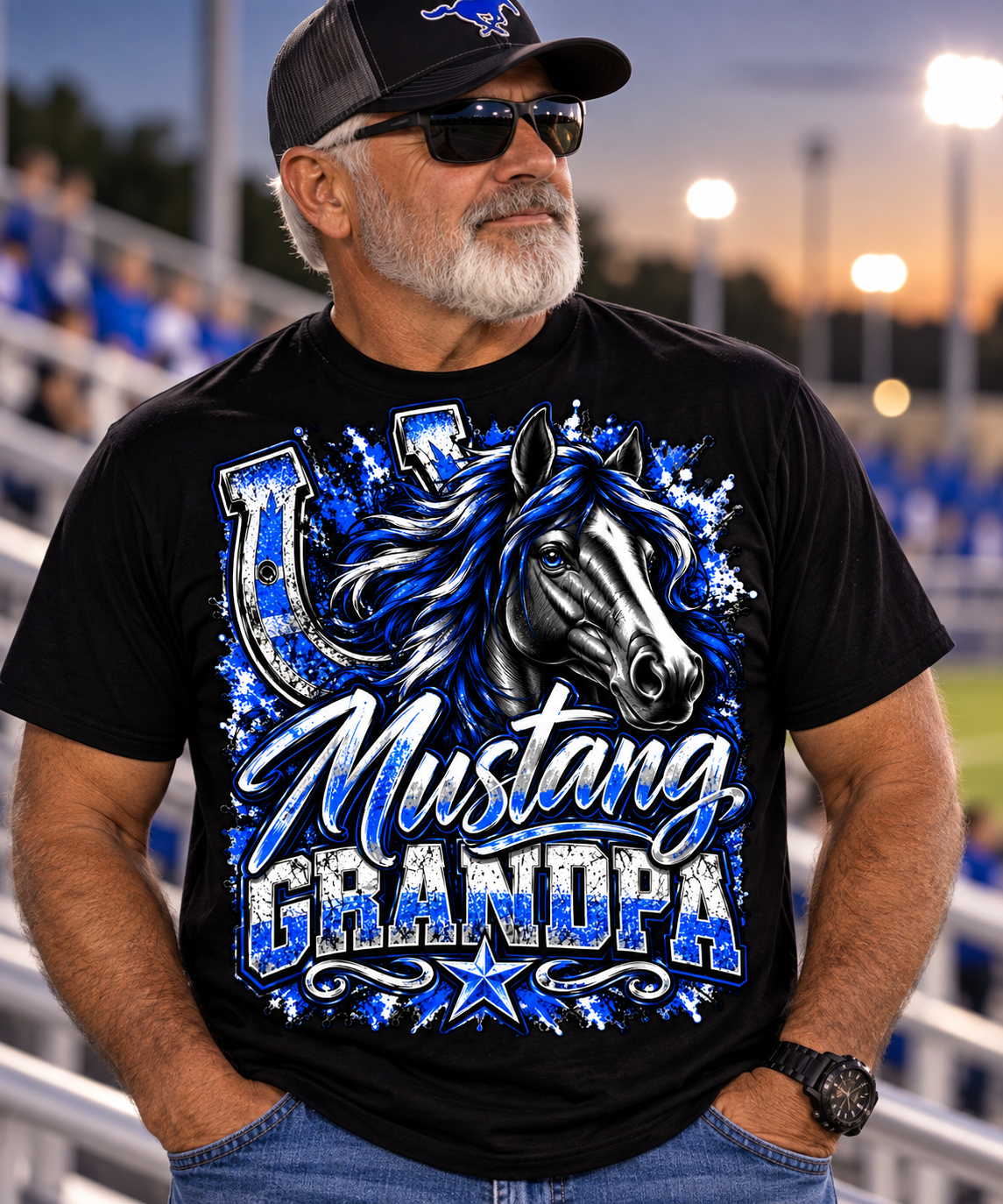 Olton Mustangs Grandpa Graphic T-Shirt – Black