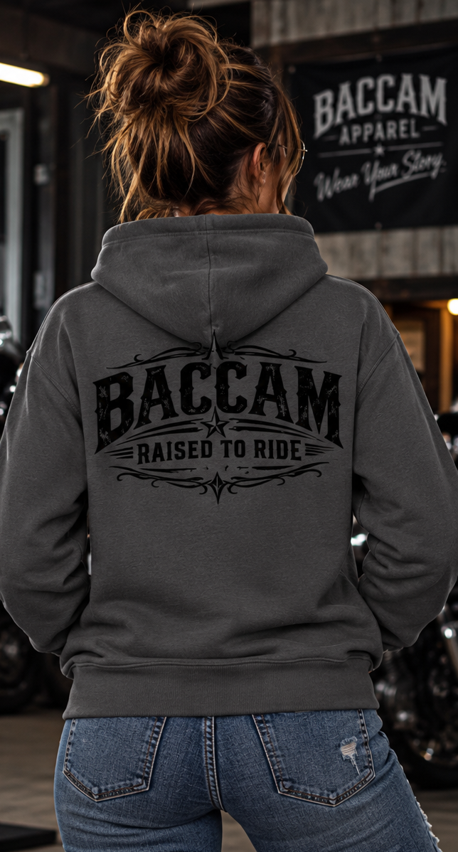 Baccam Raised to Ride Charcoal Hoodie
