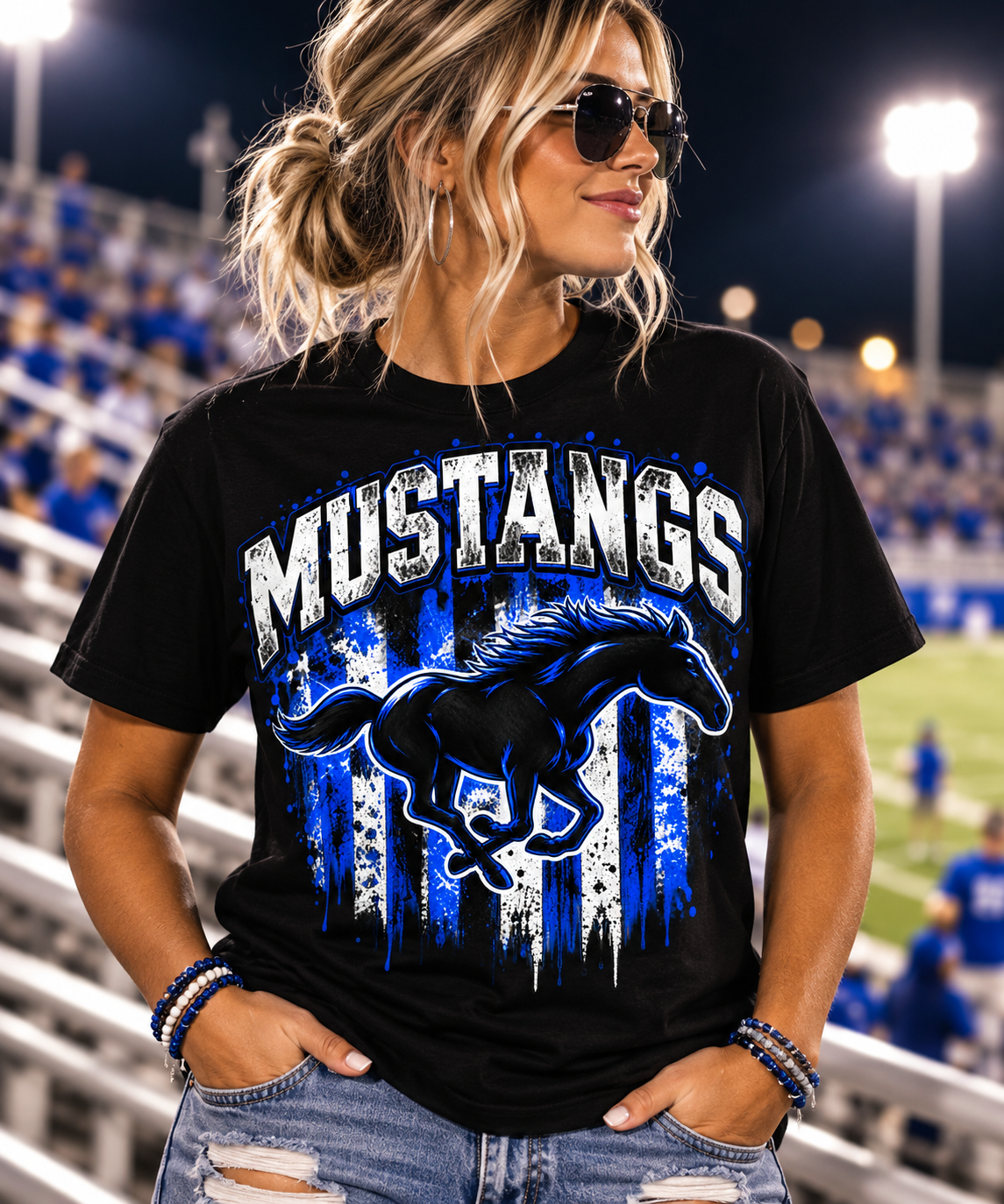 Mustangs Running Horse Graphic T-Shirt – Black