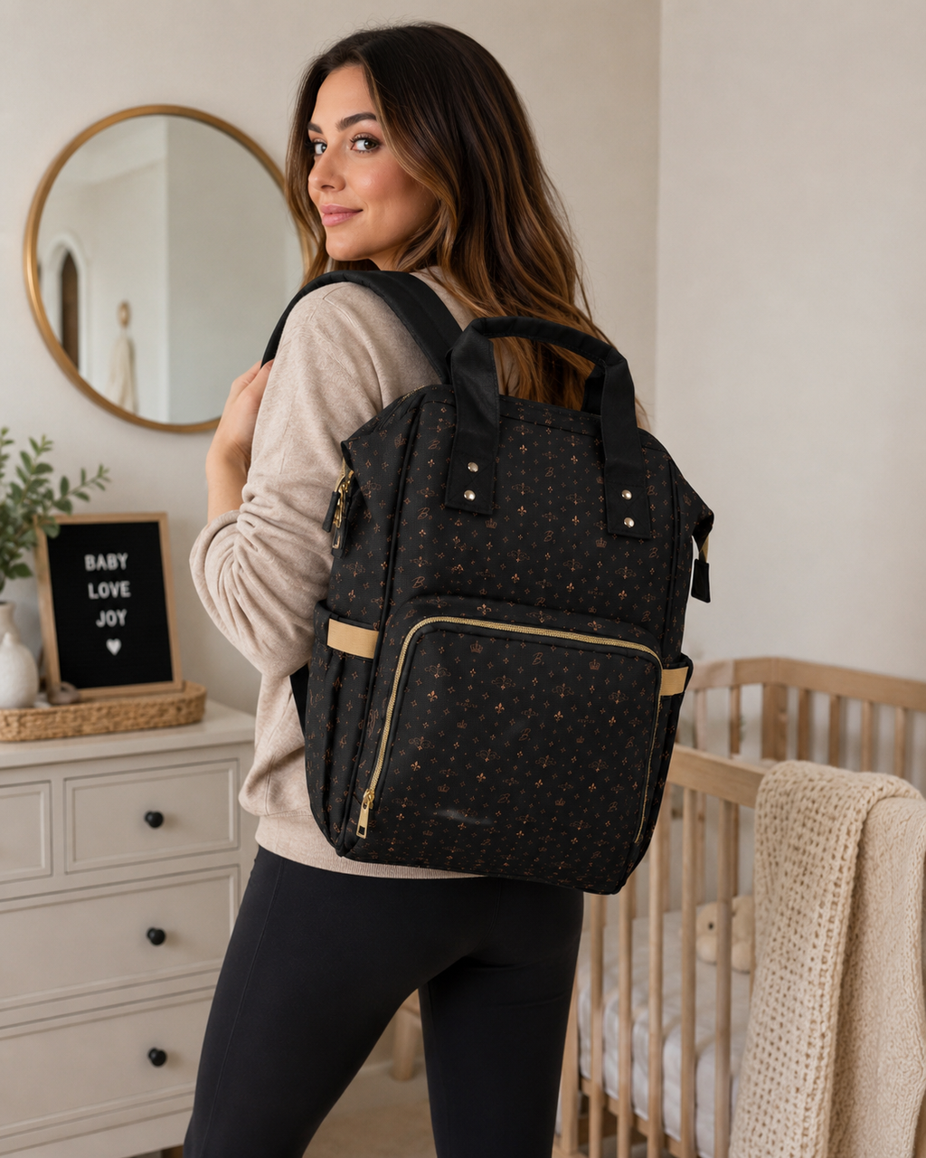 Baccam Black & Gold Diaper Backpack