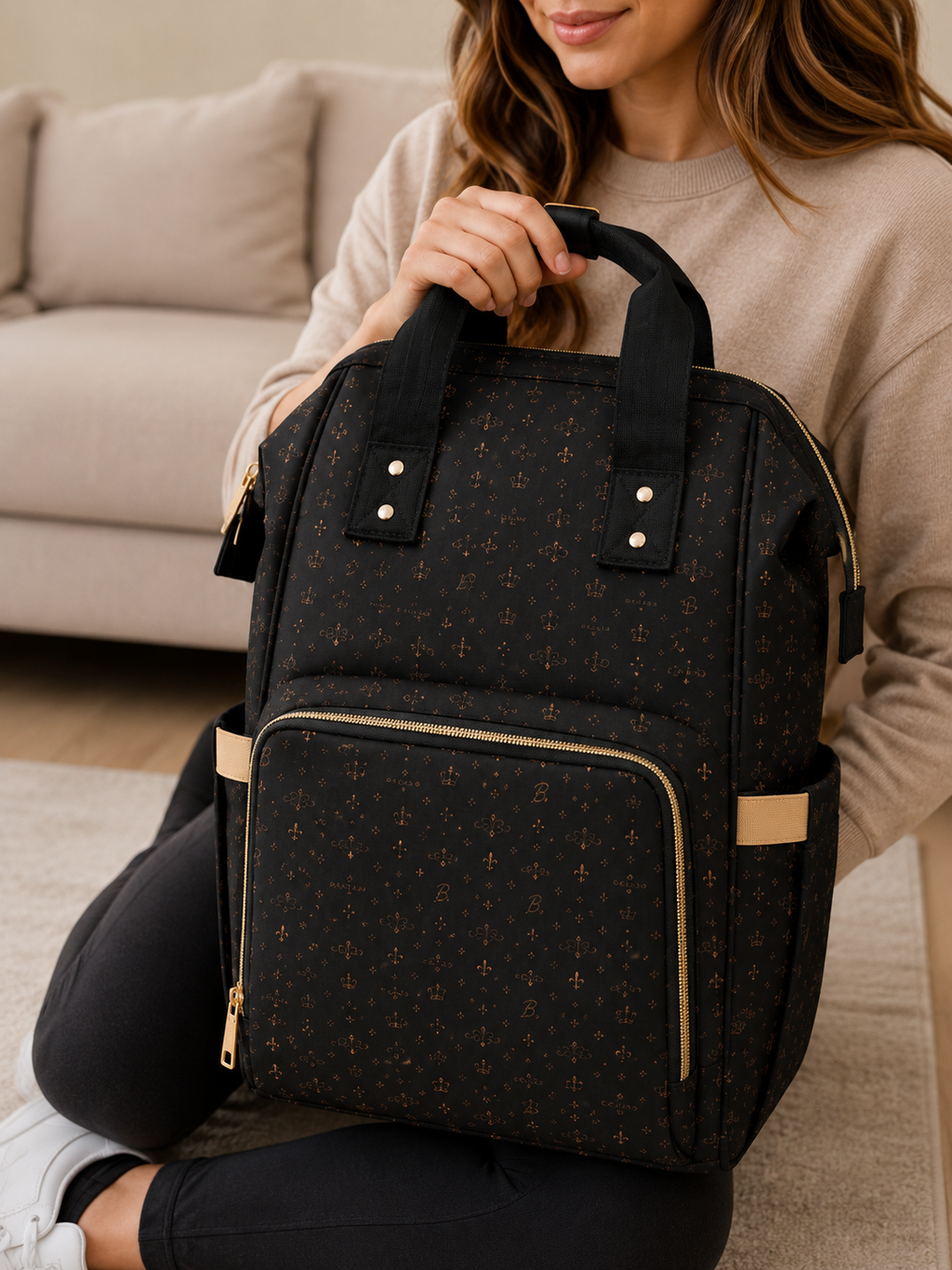 Baccam Black & Gold Diaper Backpack