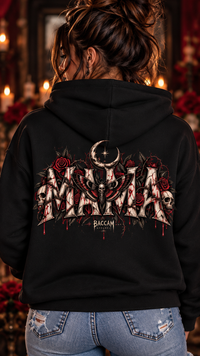 Dark Bloom MAMA – Gothic Rose Hoodie