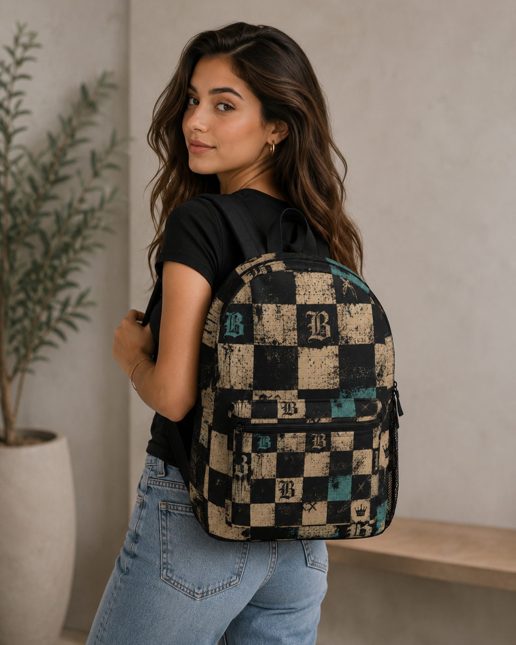 Baccam Checkered Backpack