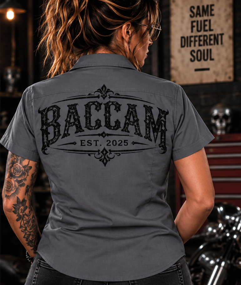 Baccam Vintage Grey Women’s Biker Work Shirt
