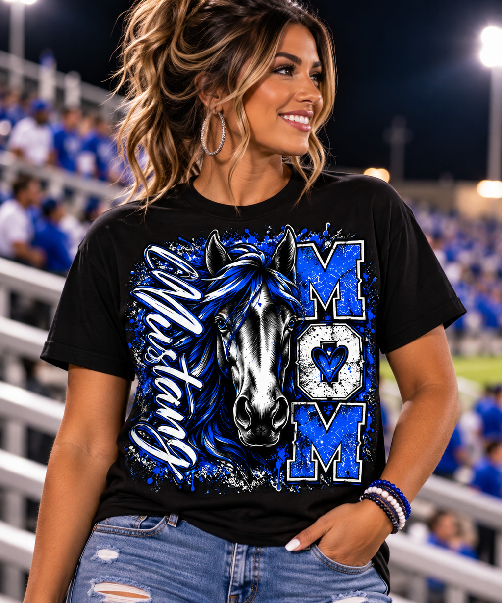 Olton Mustangs Proud Mom Graphic T-Shirt – Black
