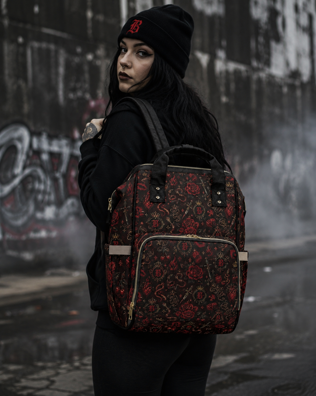 Baccam Red Tattoo Diaper Backpack