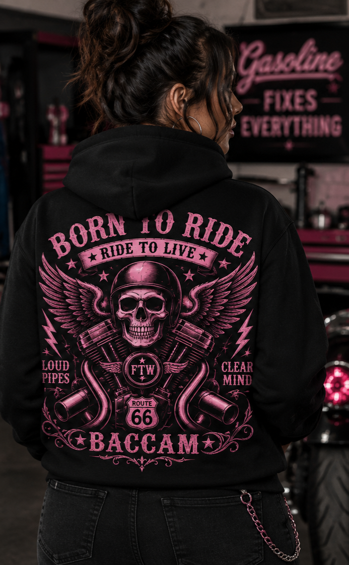 Born to ride womens hoodie