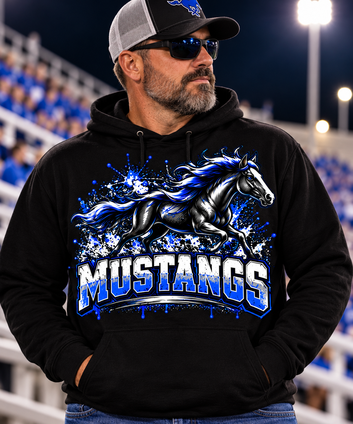 Olton Mustangs Running Horse Graphic Hoodie – Black
