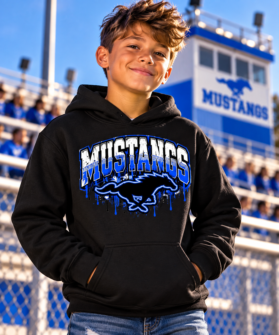Olton Mustangs – Youth Running Horse Hoodie (Black)