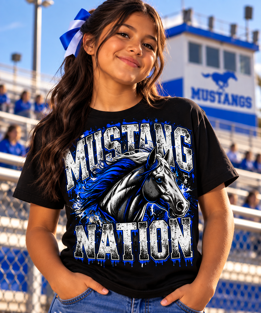 Mustang Nation – Youth Horse Graphic Tee (Black)